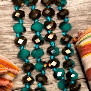 Elegant Green and Copper Colored Beaded Necklace